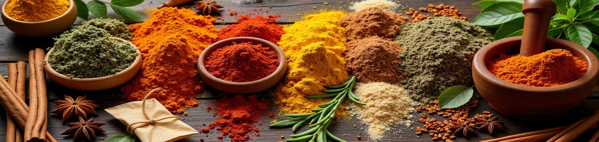 various powdered herbs and spices