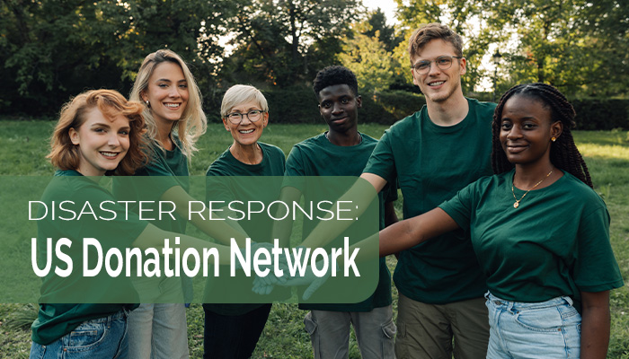 Volunteers With hands in looking at you